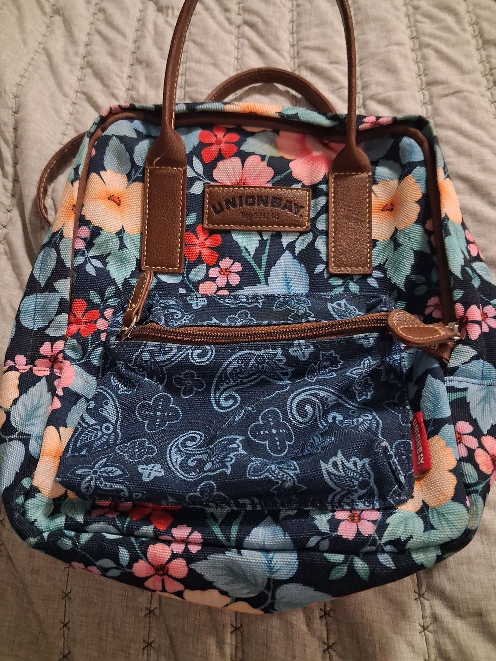 Unionbay Floral Navy Mini Backpack Handbag
